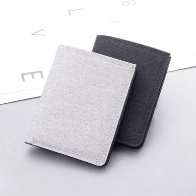 897GONGS Simple Small Canvas Men Short Wallet Card Holder Multi-functional Mini Coin Purse