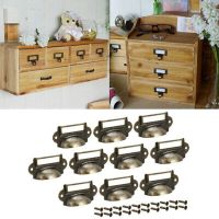 10pcs Antique Brass Drawer Label Holders w/ Screws Pull Cabinet Cupboard File Case Apothecary Frame Handle File Name Card Holder