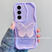 เคสโทรศัพท์ปลอกอ่อน Samsung Galaxy S23 S22 S21 FE S23 + Ultra Plus 5G เคส Phone Case มาคารอนพร้อมตัวยึดหลังซิลิโคนสีผีเสื้อแบบไล่ระดับสี2023