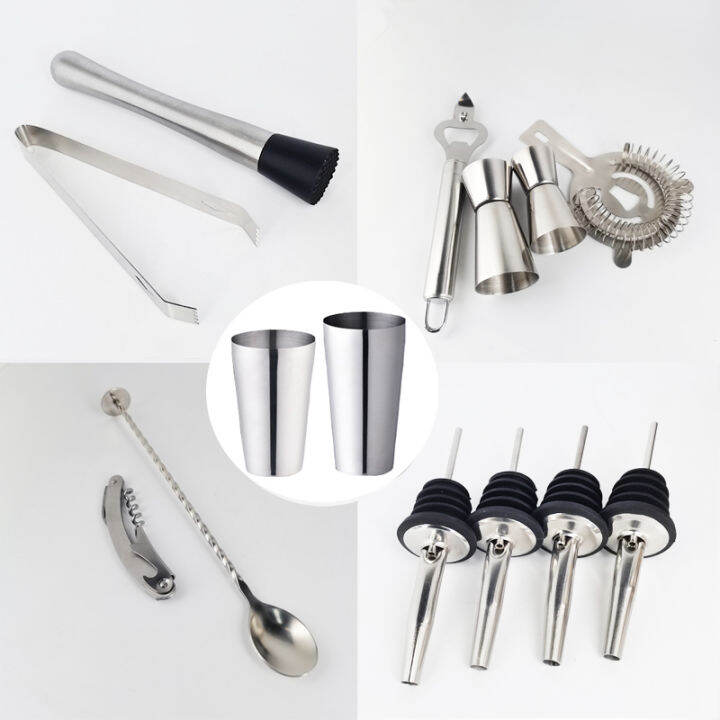 13pcs-bartender-kit-ค็อกเทล-shaker-mixer-bar-เครื่องมือ750600ml-shakers-พร้อมค็อกเทลสูตร-pourer-jigger