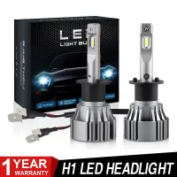 หลอดไฟ LED ไฟหน้ารถ H1 6000K สำหรับรถยนต์รถจักรยานยนต์ช่องเสียบ H1หลอดไฟ LED อัตโนมัติไฟหน้าจักรยาน16000LM 50W 1คู่