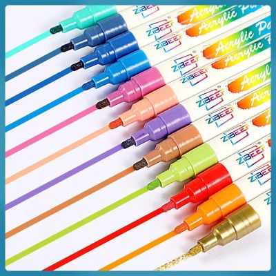 hot！【DT】 12/48 Colors Paint Markers Pens Fabric Painting Glass Canvas Making Supplies