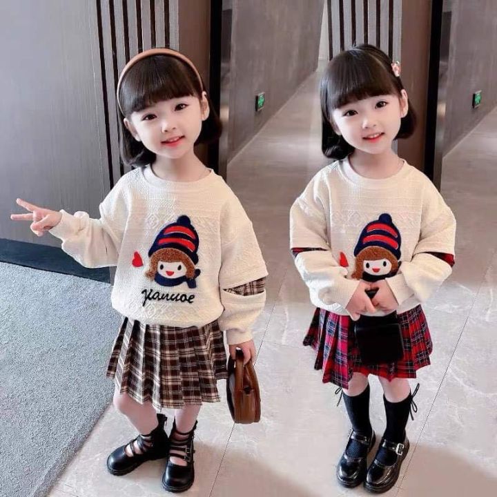Set áo chân váy len bé gái họa tiết ngôi sao  Hồng Kông  Magic  Đen đỏ   Muasam24