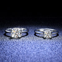 s925 แหวนเงินแท้แหวนเพชร Mosang แหวนผู้หญิงระดับไฮเอนด์แหวนเงินข้อเสนอหัววัวคลาสสิก .
