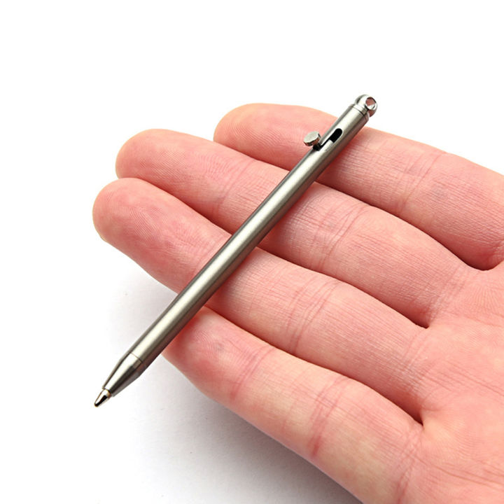 มินิไทเทเนียมปากกาลายเซ็นตั้งแคมป์กลางแจ้งแบบพกพาปากกาลูกลื่นพวงกุญแจปากกา