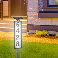 onlcicn 1 Pack Lighted House Numbers For Outside, Waterproof Solar Address Signs For Yard With Stakes, Solar Powered LED Illuminated Address Plaques For Houses&amp;Home, Halloween Decorations Lights Outdoor (Height 35 Inches, 1 Pack)