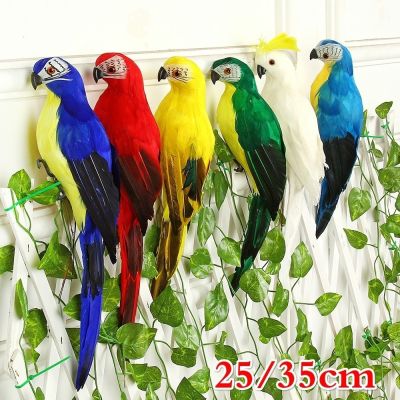 [Like Activities]25/35ซม. HandmadeParrotFeather สนามหญ้า Figurine OrnamentBird Garden Bird Prop ตกแต่ง Miniature