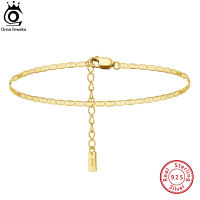 ORSA JEWELS อิตาเลี่ยน925เงินสเตอร์ลิง2มม. Sparkle Mirror Chain Anklets สำหรับผู้หญิง Gold สร้อยข้อมือข้อเท้าสายรัดเครื่องประดับ SA29