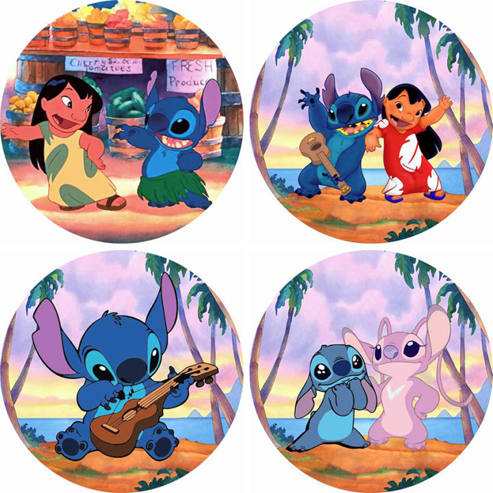 Lilo and Stitch Circle Backdrops Birthday Party Tropical Photo Round ...