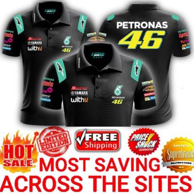 Premium: Petronas Sprinta Yamaha Factory Racing 46 Team Mens Short Sleeve Casual Graphic Polo Collar T-Shirt