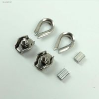 ☋✺ 2pcs Thimbles Ring Clamp 2pcs Single Grips Cable Clamps 2pcs aluminum ferrule For 1mm 2mm 3mm Stainless Steel Wires rope