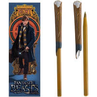 Noble Collection Fantastic Beasts Newt Scamanders Wand Pen and Bookmark