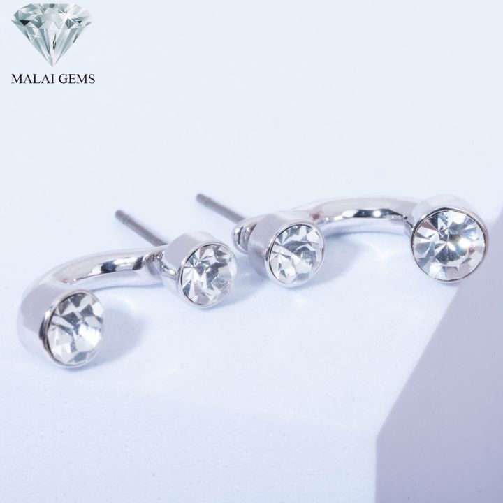 malai-gems-ต่างหูเพชร-เงินแท้-silver-925-เพชรสวิส-cz-เคลือบทองคำขาว-รุ่น-11004620-แถมกล่อง-ต่างหูcz-ต่างหูเงินแท้