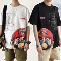 CODLiang Te T Shirt Anime Korean Style Men Sweat Shirt Men Super Mario Bros New Mens T-Shirts Short Sleeve T-Shirts Trend Korean Style Mens Couple T-Shirts