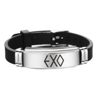 Kpop Twice Monsta X Bangle Bracelet EXO GOT7 Stainless Steel Bracelet Silicone Bracelets Fans Gift