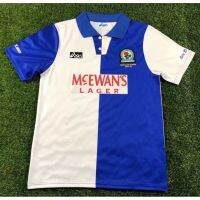 เสื้อกีฬาแขนสั้น ลายทีมชาติฟุตบอล Blackburn Rovers 1994 1995 94 95 ชุดเยือน Blackburn Alan Shearer Sutton Hendry คุณภาพสูง สําหรับผู้ชาย