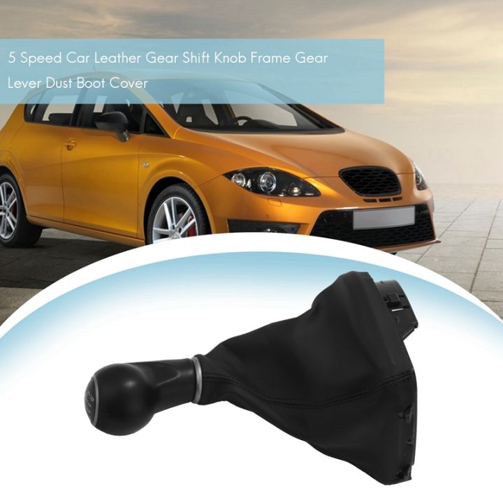 car-leather-gear-shift-knob-frame-gear-lever-dust-boot-cover-for-seat-leon-ii-toledo-iii-altea-xl