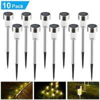 10Pcs 5W สวนพลังงานแสงอาทิตย์สแตนเลสเบาไฟสนามหญ้ากลางแจ้ง LED Ground Plug ท่อขนาดเล็กไฟแสงอาทิตย์แสงโคมไฟข้างทางสวนไฟภายนอกอาคาร Ground Garden ตกแต่ง