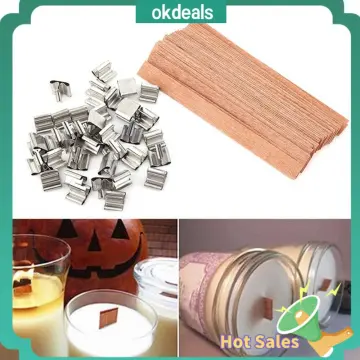50pcs Candle Wood Wick With Sustainer Tab Candle For Diy Candle