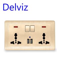 คุณภาพสูง Delviz ผนัง13A เต้าเสียบไฟ + USB สากล3ช่องสหราชอาณาจักรมาตรฐาน2.1A เต้าเสียบที่ชาร์จ USB คู่พอร์ตควบคุมการเปิด-ปิด Th998 Lcz39