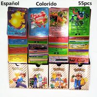 New TAKARA TOMY Colourful Pokemon Español Gold Foil Karty Pikachu Flaming Dragon Card Childrens Collection Toy Christmas Gifts