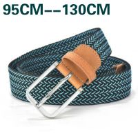 2021 95--130CM Men Women Casual Knitted Belt Plain Strap Webbing Canvas Elastic Expandable Braided Stretch Belts Woven star Belts