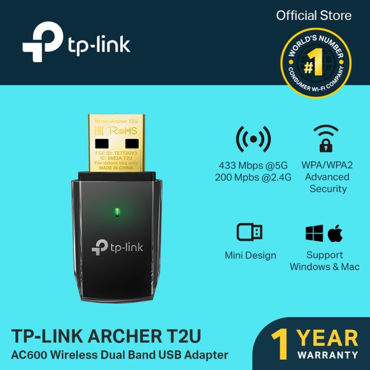 Tp-Link ARCHER T2U AC600 Wireless Dual Band USB Adapter | WiFi Receiver ...