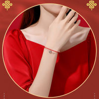 Samload Round Hi Word Rose Color Zircon s925 Sterling Silver Red Rope Bracelet For Women Lucky Jewelry National Tide Retro