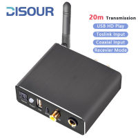 DISOUR Wireless Bluetooth 5.0ตัวรับสัญญาณ DAC Converter Player ไมโครโฟน Optical Coaxial To RCA Aux Music Adapter U-Disk Play