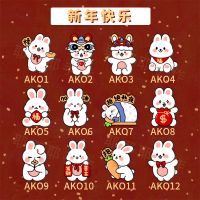 [COD] New Years greetings decoration brooch Year festive red clothes bag badge cute blessing rabbit child gift