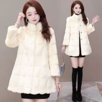 [COD] New Danish mink coat imitation womens thickened velvet broad wife winter mid-length