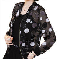 Women Coat Patchwork Round Neck Long Sleeve Zipper Jackets Fashion Printed Sun Protection Clothes