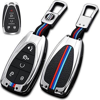 for Chevy Key fob Cover Case, Keychain, Metal Shell Cover Compatible 2016-2022 Chevrolet Malibu Camaro Cruze Traverse Sonic Volt Bolt Equinox