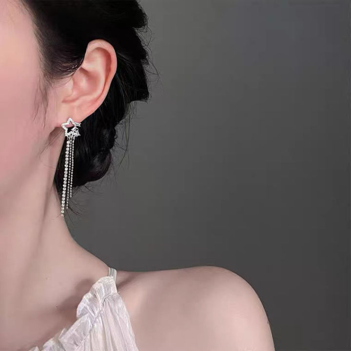 fashion-earrings-ต่างหูเงินแท้925-ต่างหูเกาหลี-ต่างหูแฟชั่น-พร้อมกล่อง