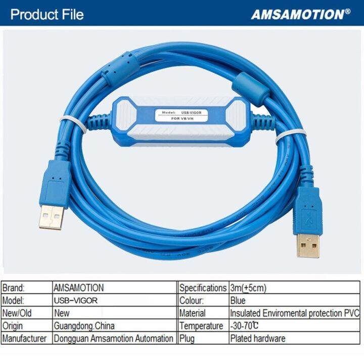 สายลงโปรแกรม-usb-แข็งแรงสำหรับ-vigor-vh-vb-m-series-plc-ไปยังเส้น-rs232ดาวน์โหลดข้อมูล-usb