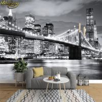 【CW】 beibehang Photo Wallpaper BROOKLYN BRIDGE NEW YORK Designer Wall Mural vinyl wall paper papel de parede adesivo 3d wallpaper