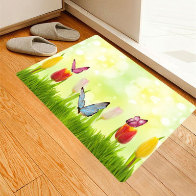 3D Leaves Butterfly Pattern Runner Rug Non Slip Absorbent Hallway Entry Area Rug for Living Room,Bedroom,Kitchen and Bathroom(40*60/45*75cm)