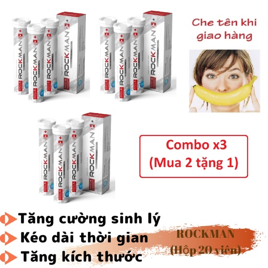 Combo x3viên sủi tăng cường sinh lý nam tăng kích thước rockman - ảnh sản phẩm 1