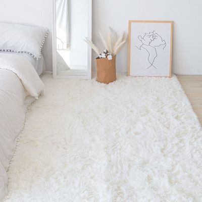 White Fluffy Carpet Plush Carpets Living Room Decoration Thicken Bedroom Bedside Mats Non-slip Childrens Room Soft Large Rugs