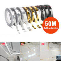 50M Gold Black Self-adhesive Wall ตกแต่งแถบกระเบื้อง Gap เทปกันน้ำสติกเกอร์ปิดผนึกกระเบื้องชั้น Beauty Seam Home Decor-ganekd