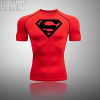 Mens Super hero Running Short Sleeve Printed T-Shirts Men Compression Shirts Raglan Sleeve New Compression Costume Tops