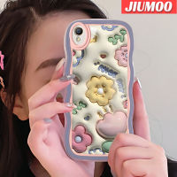 เคส JIUMOO สำหรับ OPPO A37 A37F NEO 9เคสแฟชั่น3D ลายคลื่นดอกไม้สวยแบบนิ่มดั้งเดิมเคสโทรศัพท์ลายขอบซิลิโคนเลนส์กล้องคลุมทั้งหมดเคสฝาหลังกรอบเคสนิ่ม