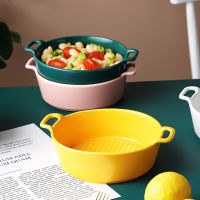 Ceramic Bowl Instant Noodle Bowl Salad Bowl Household Dishes Creative Soup Bowl Student Binaural Childrens Rice Bowl Tableware