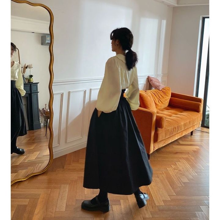 ชุดชุดฤดูใบไม้ร่วงหญิง2023ใหม่ศาลฝรั่งเศสลมฟื้นฟูวิธีโบราณเสื้อโจ๊กเกอร์ในกระโปรงยาวเอว