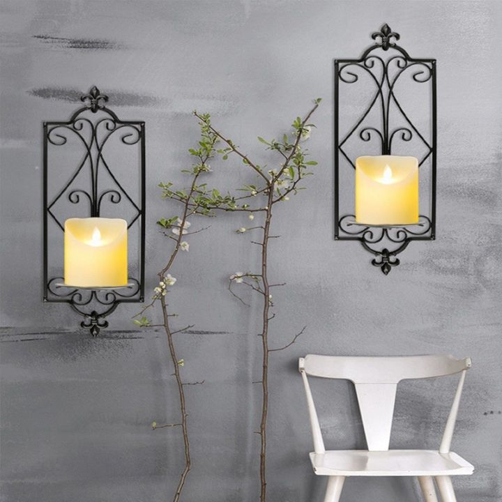 decorative-black-scrolled-ivy-wallhung-candle-holder-hanging-wall-sconce-tealight