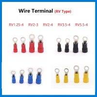 50Pcs Wire Terminal RV1.25-4 RV2-3 RV2-4 RV3.5-4 RV5.5-4 Crimp Splice ฉนวน PVC วงกลมรอบเย็นกดสาย End Connect RV Type