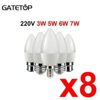 [Super bright bulb] 8ชิ้น/ล็อต Led เทียนหลอดไฟ C37 3วัตต์5วัตต์6วัตต์7วัตต์อบอุ่นสีขาวเย็นวันแสง B22 E27 E14 220โวลต์240โวลต์6000พันสำหรับตกแต่งบ้านโคมไฟ