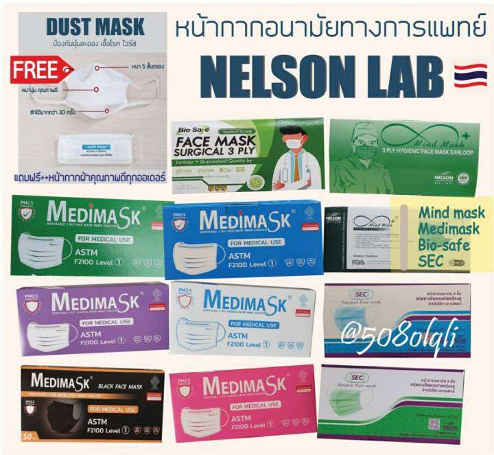 พร้อมส่ง-หน้ากากอนามัยทางการแพทย์-3-ชั้นกรอง-surgical-mask-ยี่ห่อ-mindmask-biosafe-sec-และ-medimask-เมดิแมส