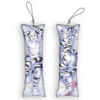 White Tiger Furry Mini Dakimakura Keychain Anime Double Sided Printed Small Pillow Pendant Cute Otaku Keychain Funny Decor Gift