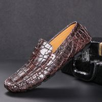 2021 Shoes Man 100% Leather Man Flat Shoes Casual Loafers Slip On Flats Shoes Moccasins Man Driving Shoes